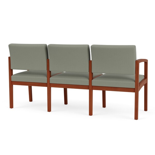 Lenox Wood 3 Seat Tandem Seating Wood Frame No Center Arms, Cherry, OH Eucalyptus Upholstery